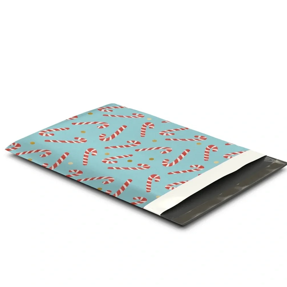 Candy Cane Poly Mailers 10x13 Pack of 25